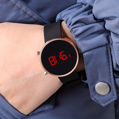 Electronic Watch Silicone Strap LED Display Alloy Case for Time Date