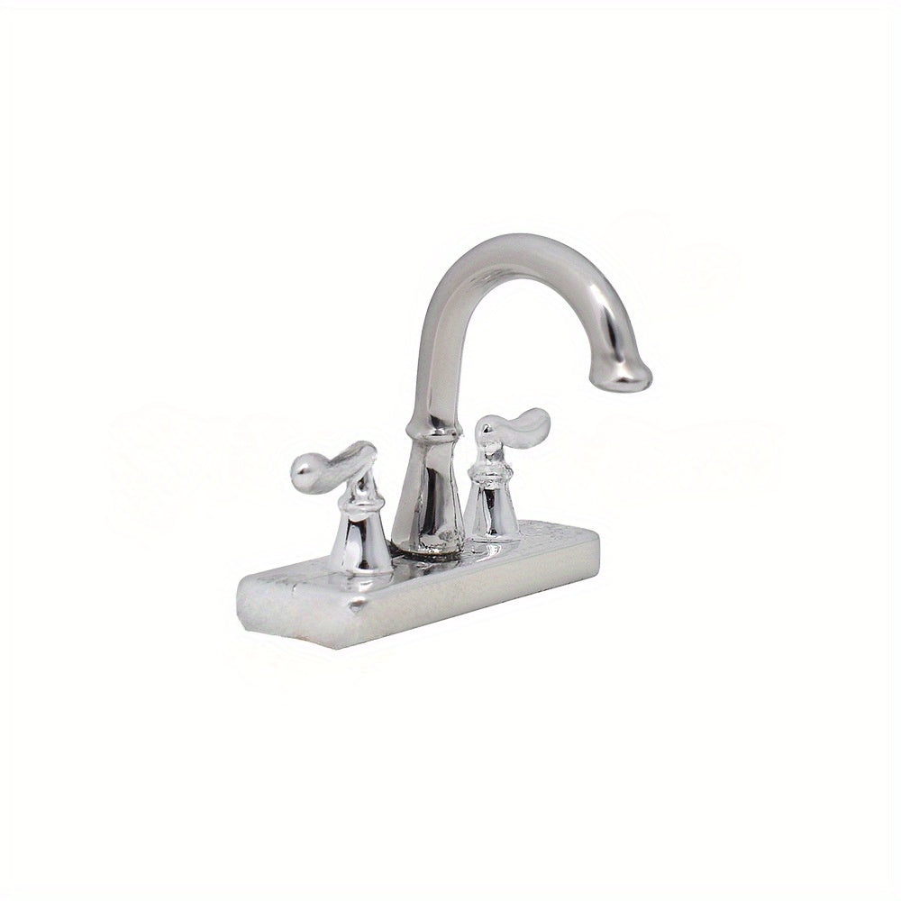 1:12 Dollhouse Kitchen/Bathroom Faucet Metal Finish Golden Silvery DIY M