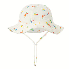 Kids Sunshade Strap Wide Brim Bucket Hat
