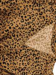 Women's Leopard Print Lantern Sleeve Maxi Dress