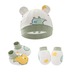 Baby Boy Outfit Set with Cartoon Cap, Mittens, Socks & Shoes