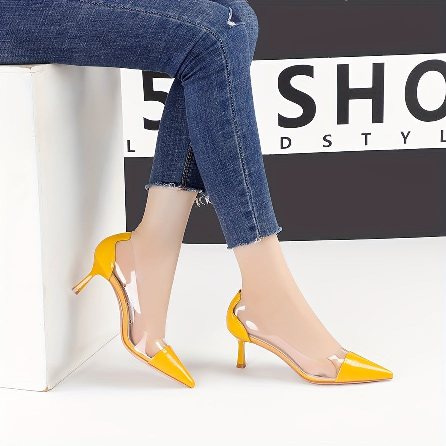Women's Transparent Stiletto Heel Shoes Point Toe Solid Outdoor Footwear
