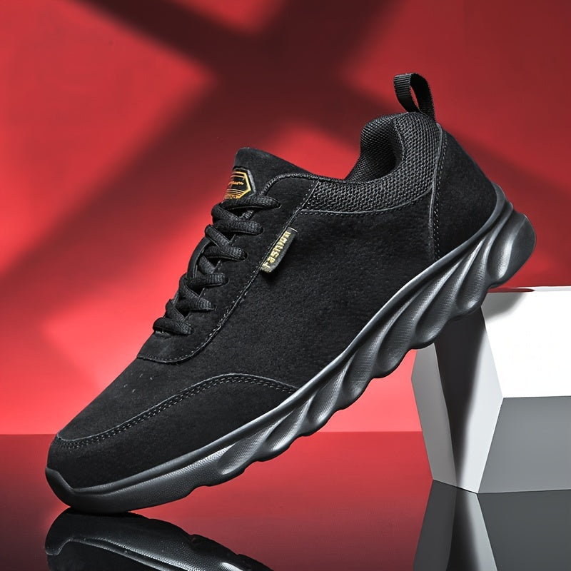 Men's Breathable Casual Lace Up Sneakers Comfortable Solid Shoes