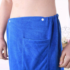 Men's Microfiber Bath Skirt With Pocket Soft Absorbent Shower Wrap Towel