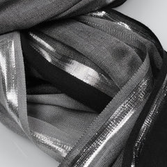 Rayon Casual Scarf Solid Golden & Silver Stripe Tassel Headwrap