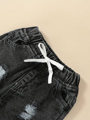 Toddler Boy's Block Sweatshirt & Ripped Denim Pants Set