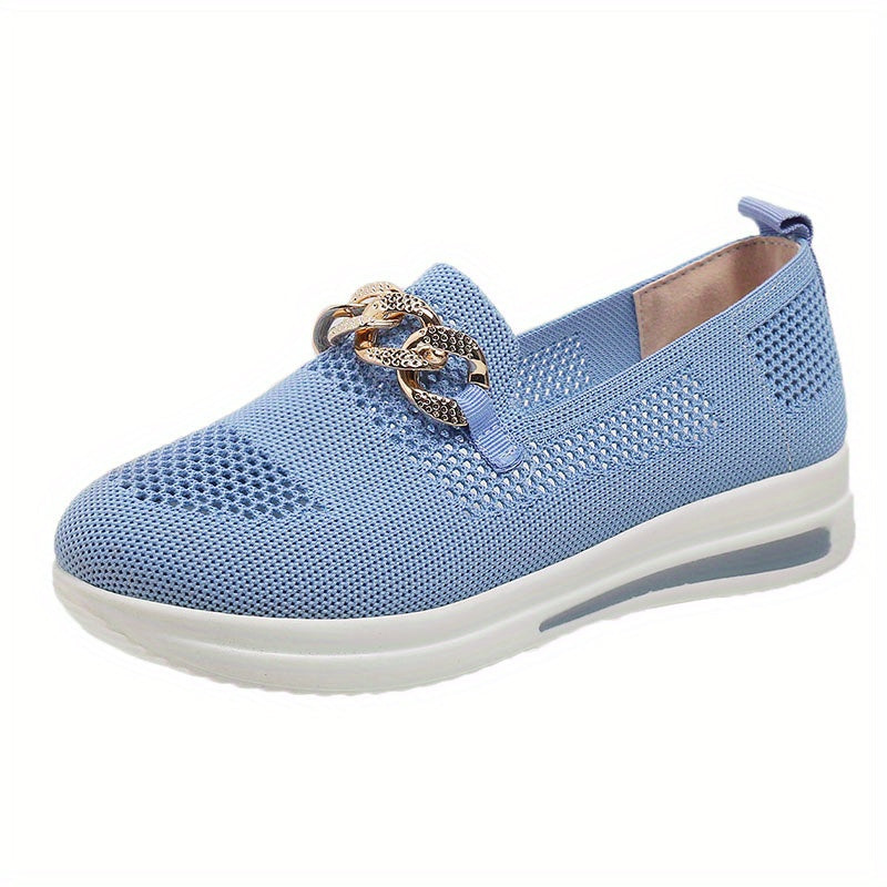 Women's Chain Decor Platform Sneakers Slip On Outdoor Shoes
