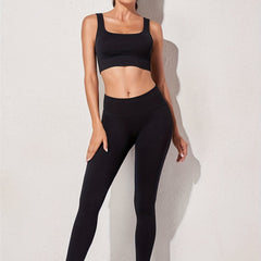 High Stretch Yoga Sports Set Square Neck Crop Bra & Leggings Activewear