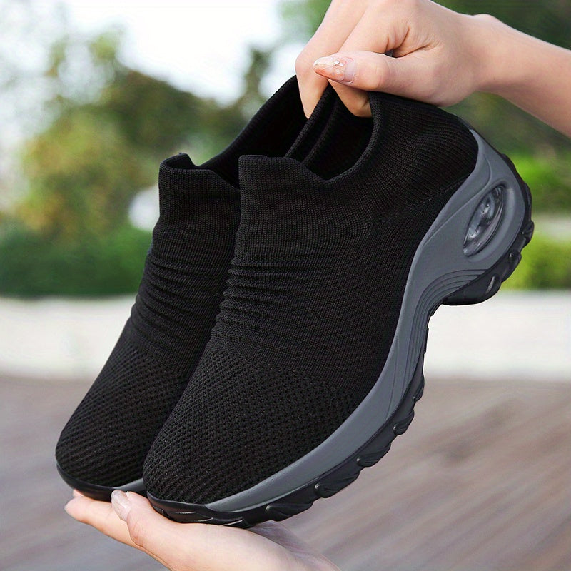Women's Knit Sock Sneakers Slip On Platform Shoes Lightweight Sports