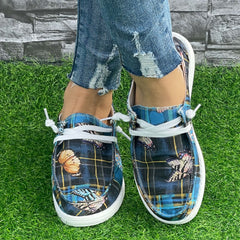 Butterfly & Plaid Pattern Flat Canvas Shoes Women's Slip On Casual Shoes