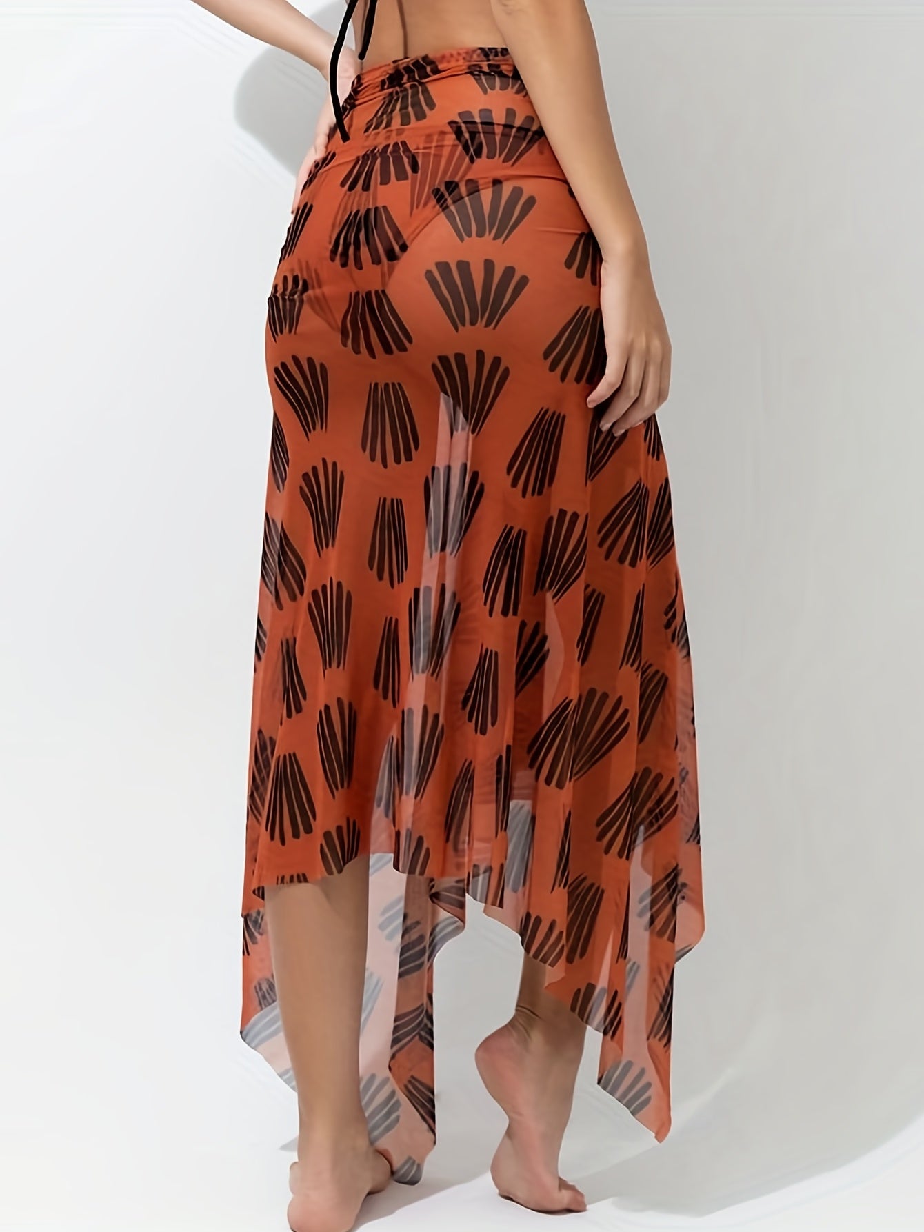 Criss Cross Hollow Out One Piece Swimsuit With Sarong Cover Up