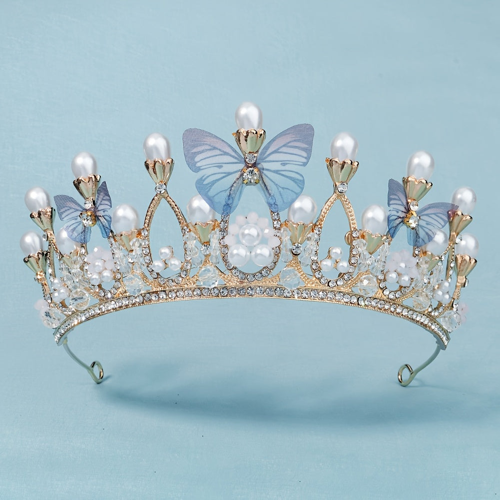 Butterfly Tiara Crown for Women Girls Princess Crown with Rhinestone