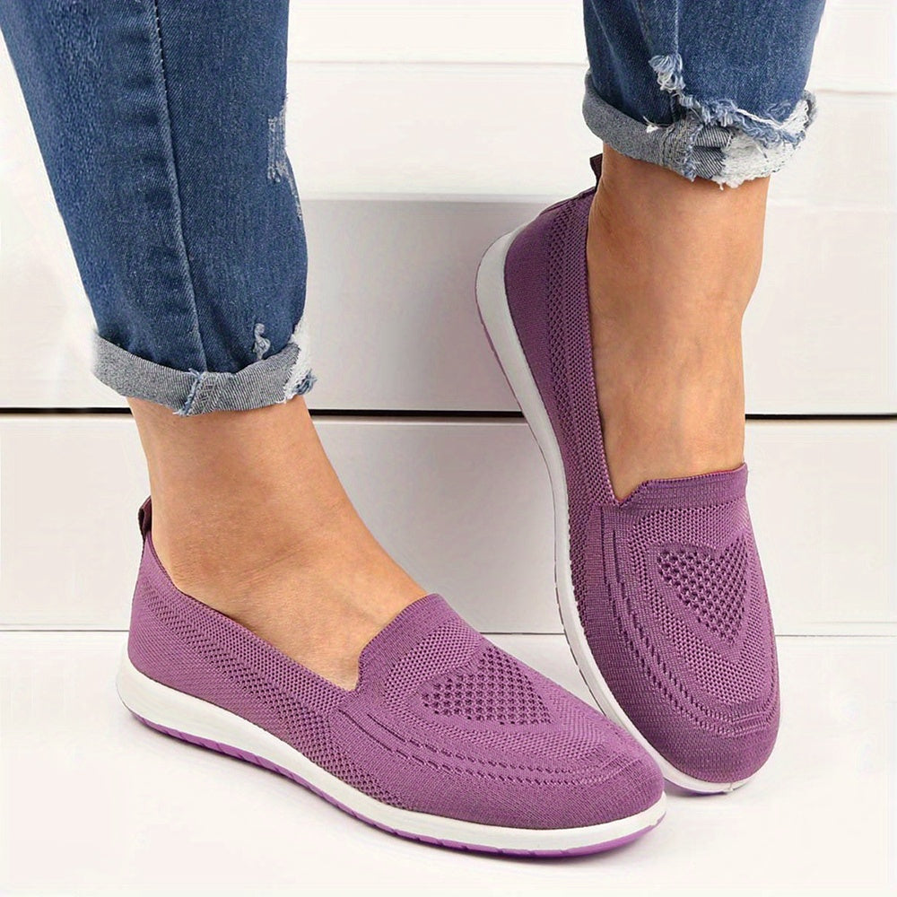 Women's Heart Pattern Knit Slip On Shoes