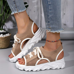 Women's Woven Platform Wedge Sandals Open Toe Breathable Summer Sandals