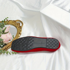 Women's Ballet Flats with Faux Pearl Metal Decor