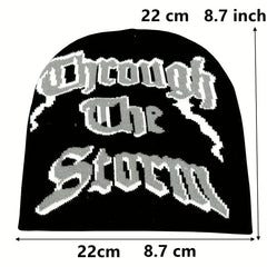Y2K Beanie Cap Knitted Gothic Lightning Skull Hat Hip Hop Warm Ski Hat