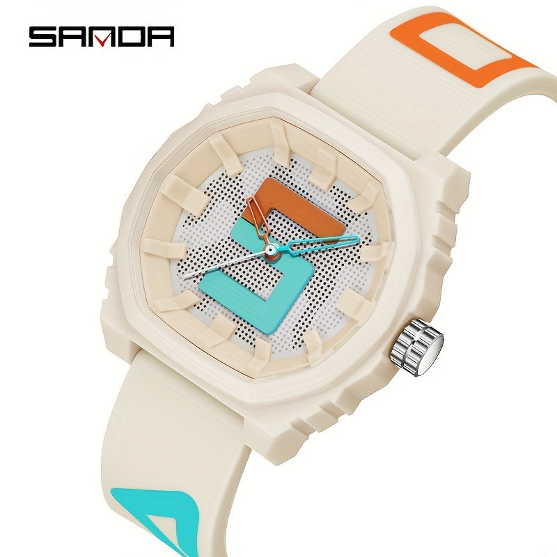 Sanda Large Digital Watch Red Strap Waterproof 24 Hour Stopwatch Rubber Sports