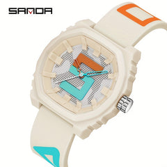 Sanda Large Digital Watch Red Strap Waterproof 24 Hour Stopwatch Rubber Sports