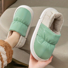 Colorblock Quilted Slippers Slip On Waterproof Home
