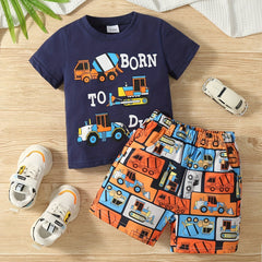 Boys Born To Dig Excavator Graphic Casual Outfit Set