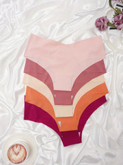 5pcs Seamless Solid Briefs Stretchy Intimates Panties Women's Lingerie