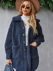 Fuzzy Teddy Coat Button Up Warm Outerwear