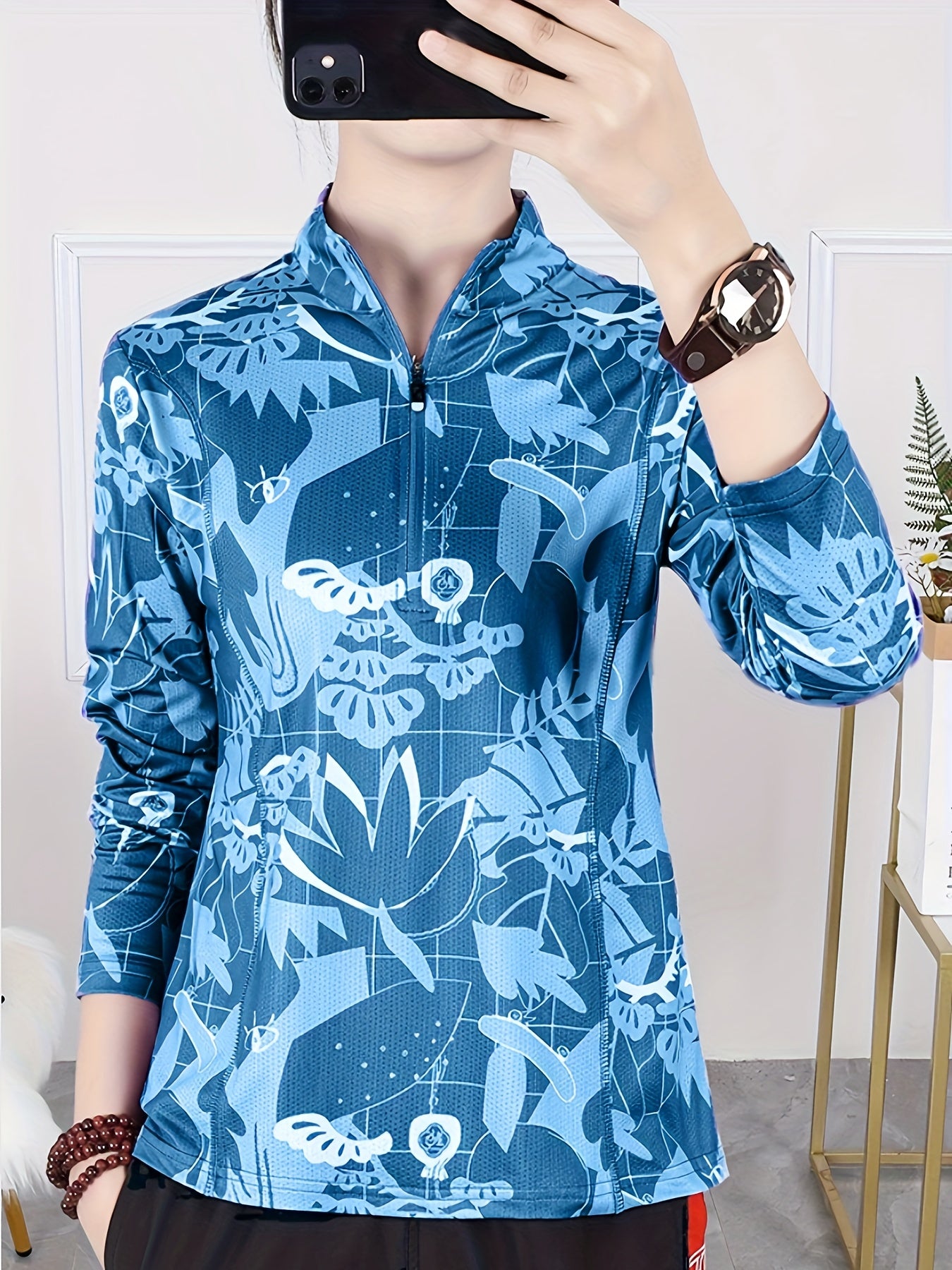 Zipper Long Sleeve Sports Tee Quick Dry Moisture Wicking Activewear