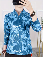 Zipper Long Sleeve Sports Tee Quick Dry Moisture Wicking Activewear