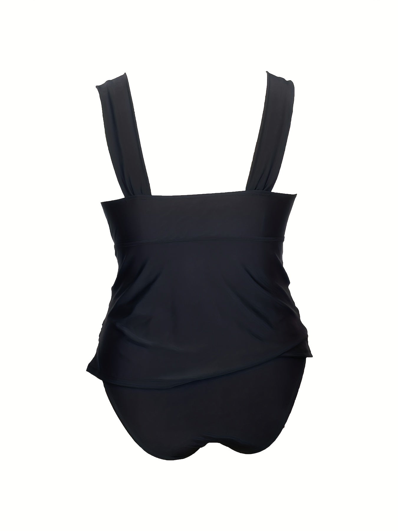 Solid Ruched Tankini Set Women's Casual Two Piece Swimsuit