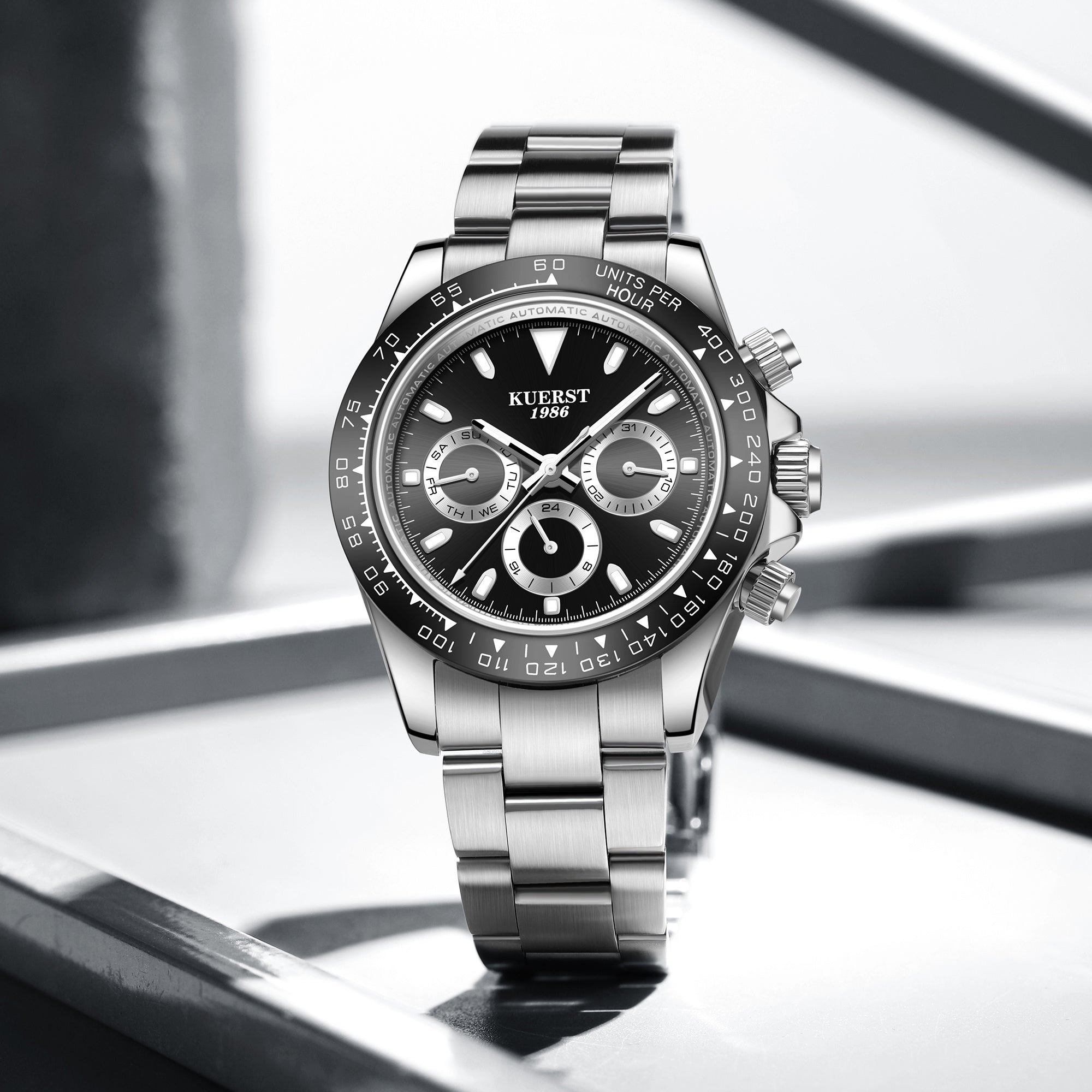 KUERST Ceramic Circle Waterproof Luminous Mechanical Watch