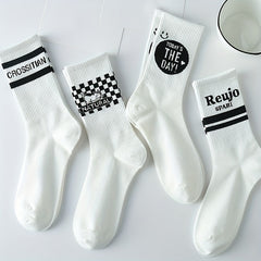 8 Pairs Letter Print Socks Women's Mid Tube Stockings