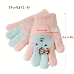 Kids Winter Gloves Cute Rabbit Design Warm Gloves for 3-6 Years