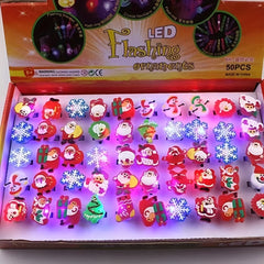 10 Pcs Christmas Glow Rings For Kids PVC Soft Rubber Ring Random Colors