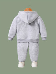 Girls 2pc Alphabets Crew Neck Sweatshirt & Solid Sweatpants Set