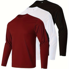 Men's Solid Long Sleeve T-Shirt Quick Dry Moisture Wicking