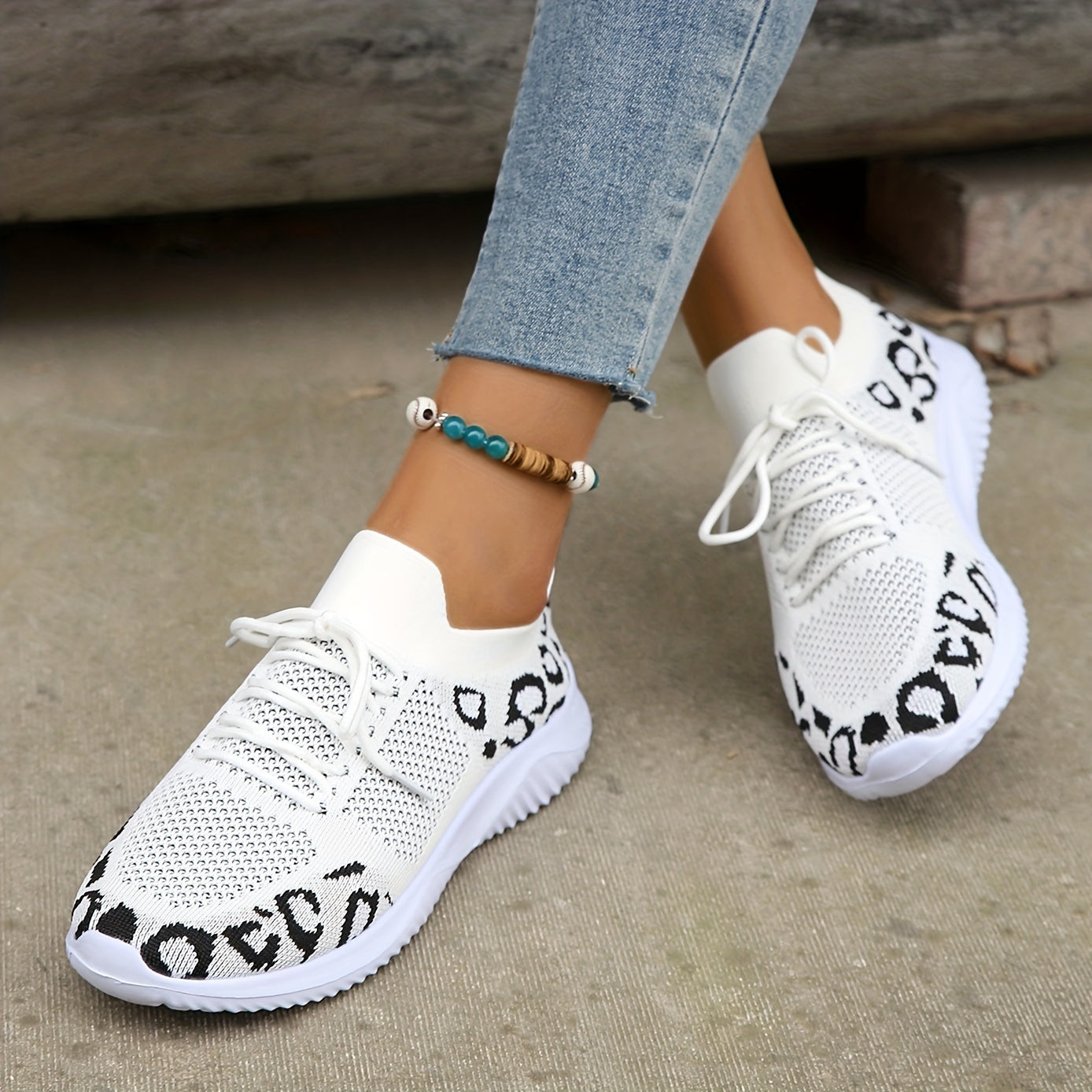 Leopard Print Sneakers Lightweight Running Shoes