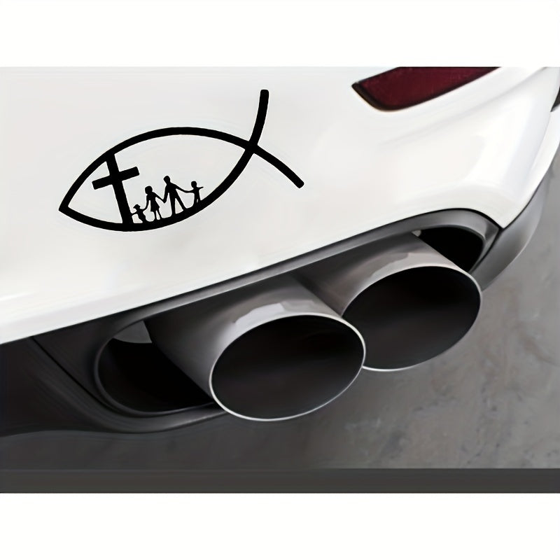 Car Stickers Decor Motorcycle Decals Christian Fish Jesus Family