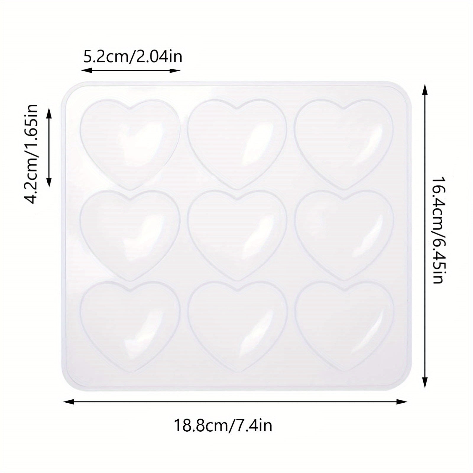 9 Hole Heart Resin Mold Silicone Charm Mold for DIY Keychain Pendant