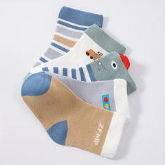 5pairs Boys Kids Cartoon Crew Socks Mesh Breathable Sweat Absorbing
