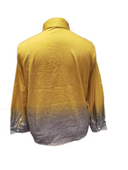Ombre Print Button Up Long Sleeve Blouse