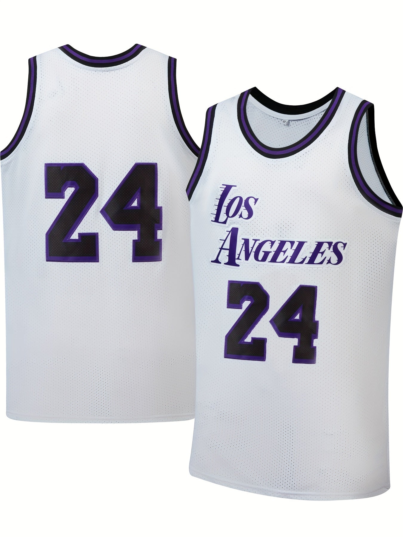 Mens LA 24 City Edition Embroidery Basketball Jersey Retro Mesh