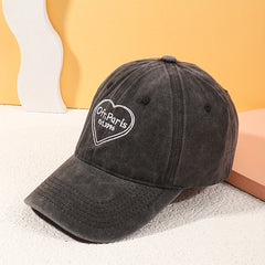 Heart Embroidery Baseball Cap Vintage Washed Distressed Dad Hats