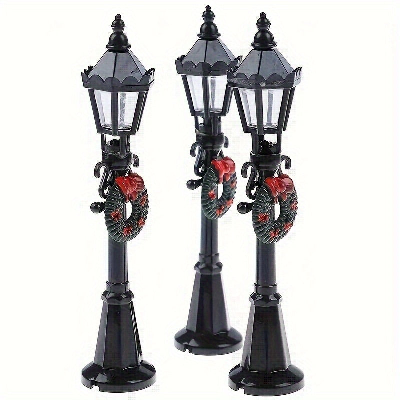 3pcs Dollhouse 1:12 Scale Street Lights Pathway Lamppost Lamp Model