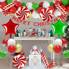 107pcs Christmas Balloons Garland Arch Kit - Red Green Golden Confetti Balloons