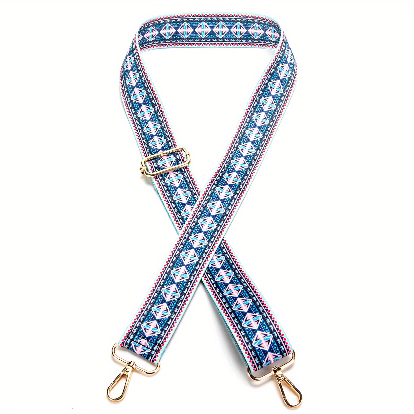 Boho Adjustable Shoulder Strap Geometric Pattern Replacement Belt Purse