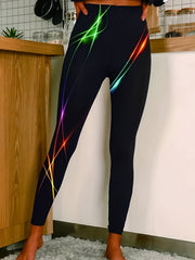 Women's Plus Size Casual Leggings, Graphic Print, Slim Fit