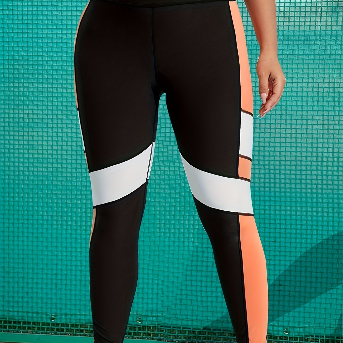 Colorblock Pipping High Rise Fitness Leggings