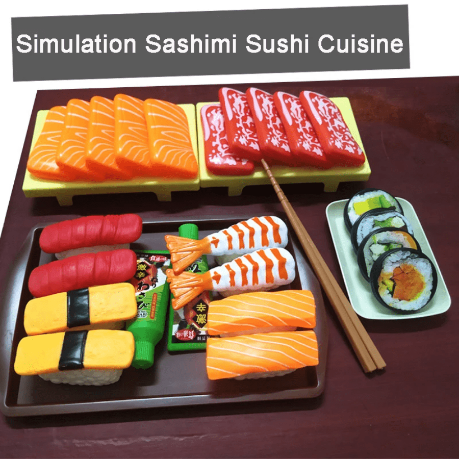 Kids Toy Set with Simulated Food Play, Sushi, Chinese & Western Breakfasts