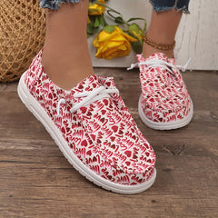 Women's Letter Pattern Skate Shoes Flat Lightweight Lace Up