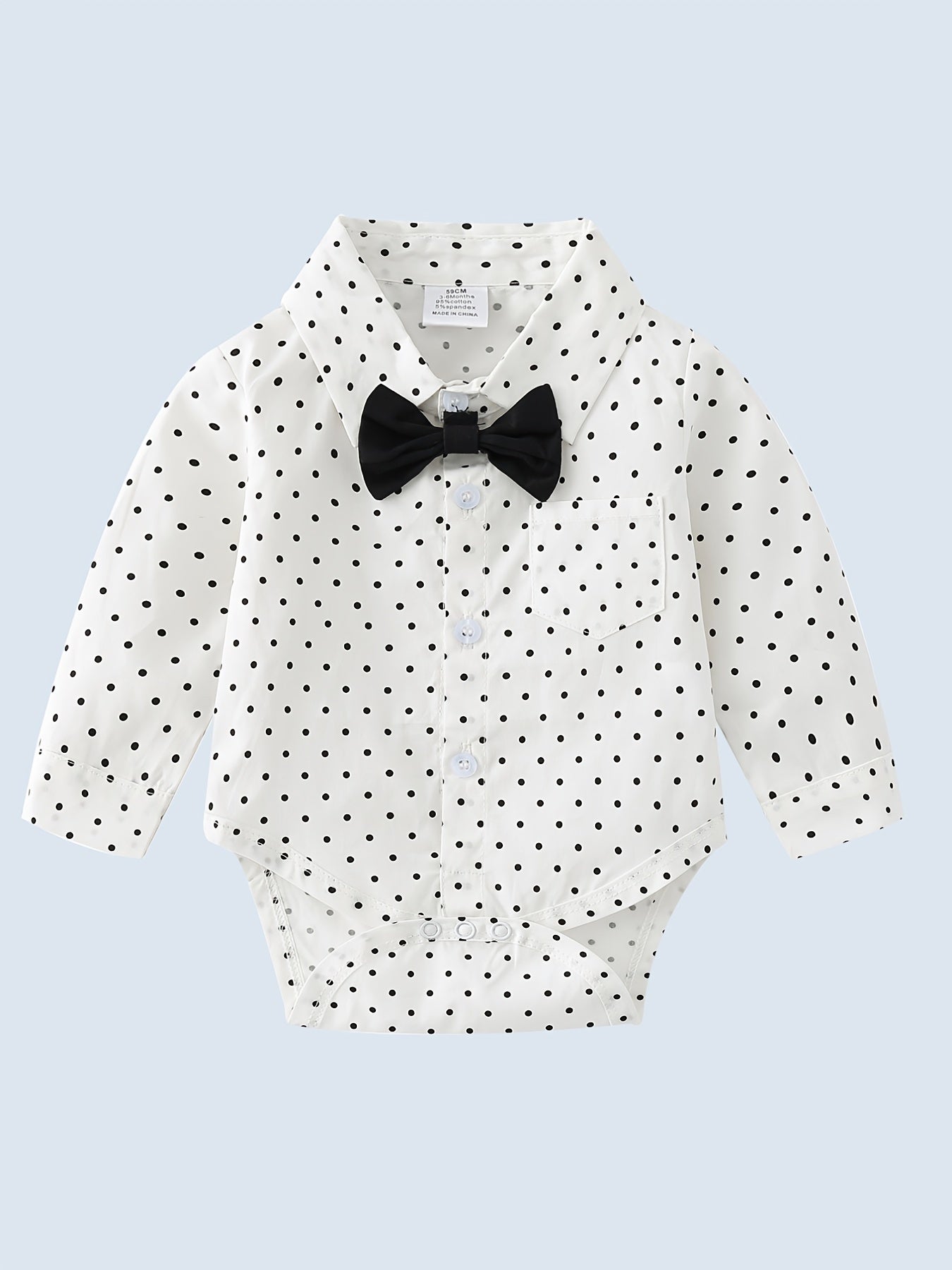 2pcs Baby Boys Polka Dot Long Sleeve Gentleman Outfit Clothes